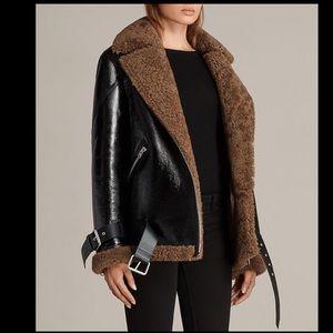 AllSaints Hailey Shearling Biker Jacket, XS, EUC